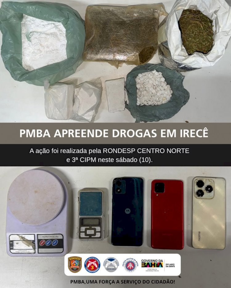 PMBA apreende mais de 2 kg de drogas e prende suspeito em Irecê