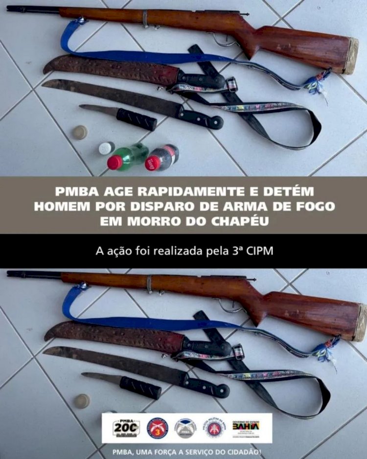 Homem é detido pela PM após disparos em via pública na zona rural de Morro do Chapéu